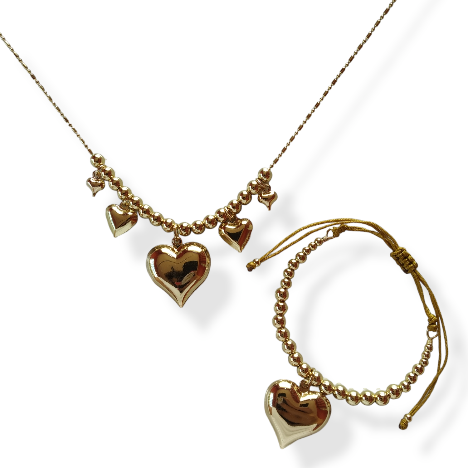 pulsera y collar de corazones