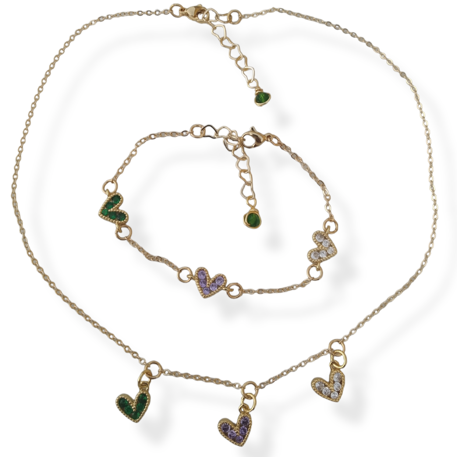 pulsera y collar de corazones
