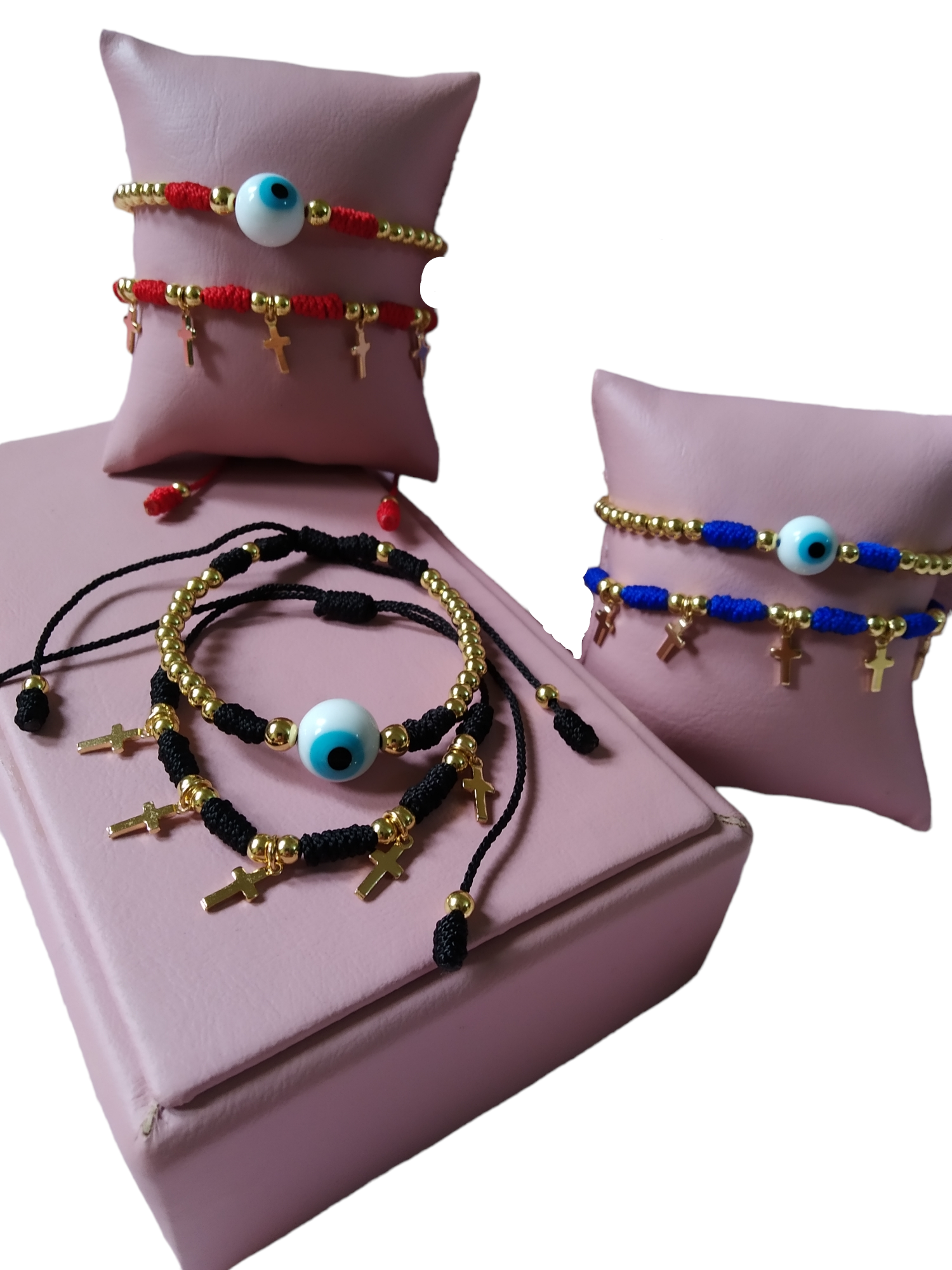 pulsera negra azul y roja